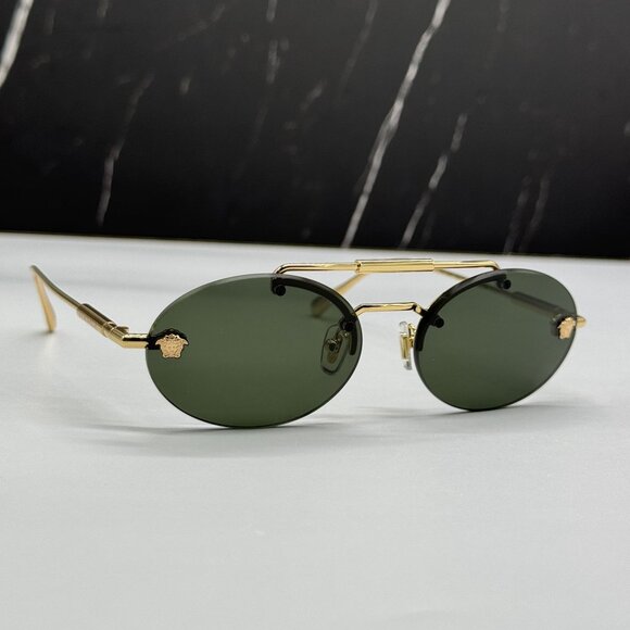 NEW VERSACE VE2295 1002/71 SUNGLASSES GOLD/GREEN WOMEN VERSACE VE2295 100271